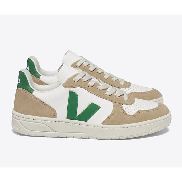 Vejas Shoes - VEJA V-10 Chrome free Sneakers White Emeraude Sahara